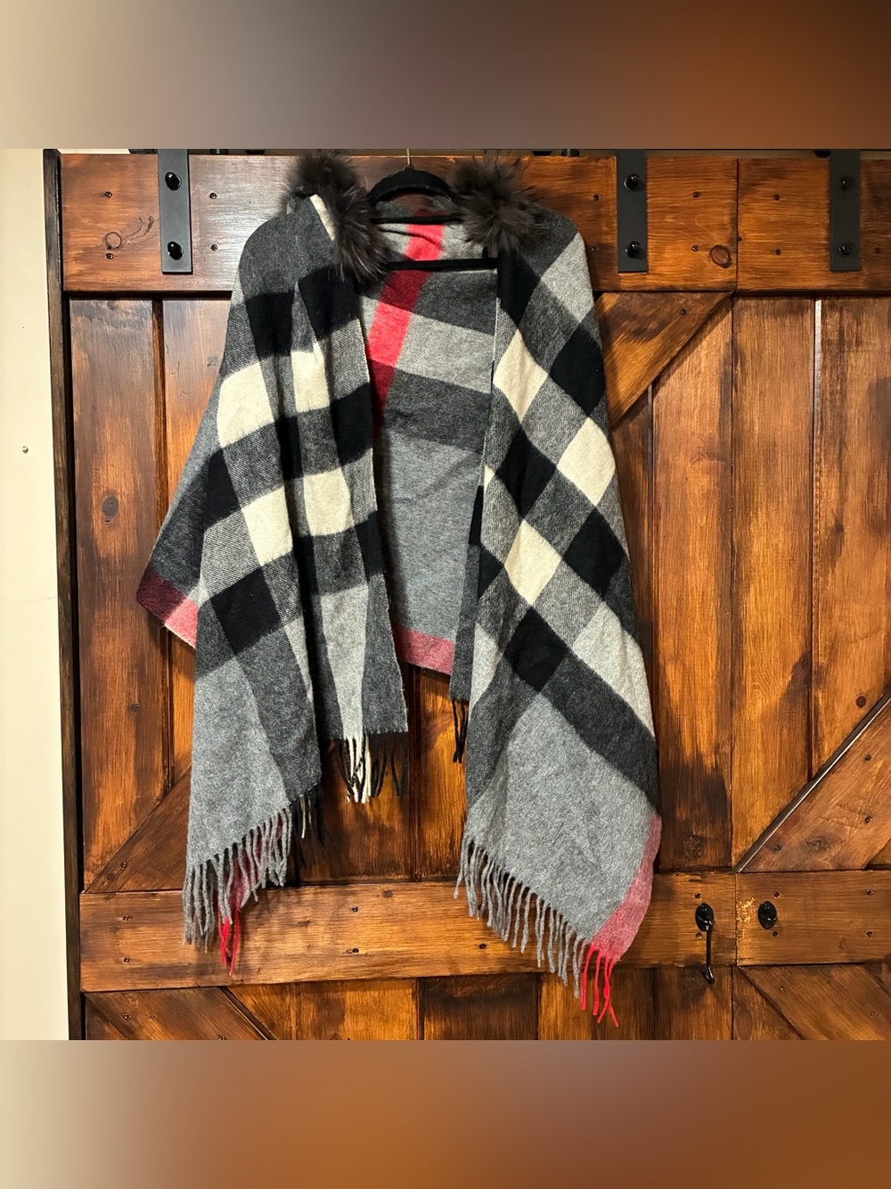 Kelli Kouri fur hood shawl